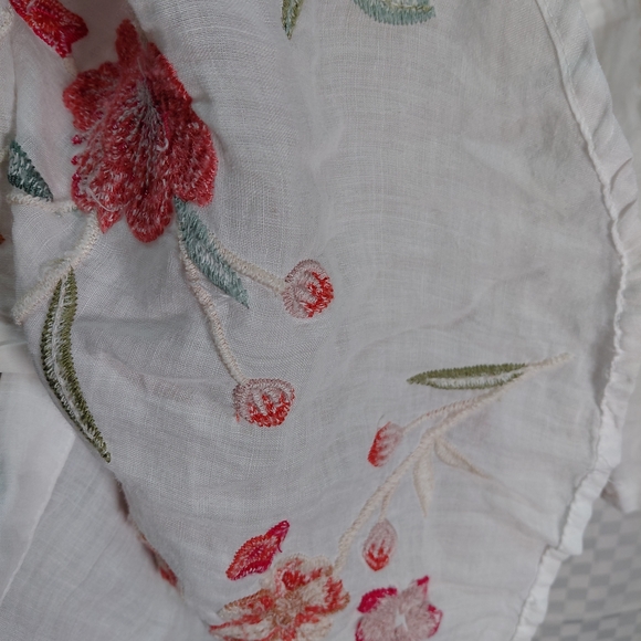 Johnny Was White Floral Embroidered Button Down Shirt - Picture 10 of 14